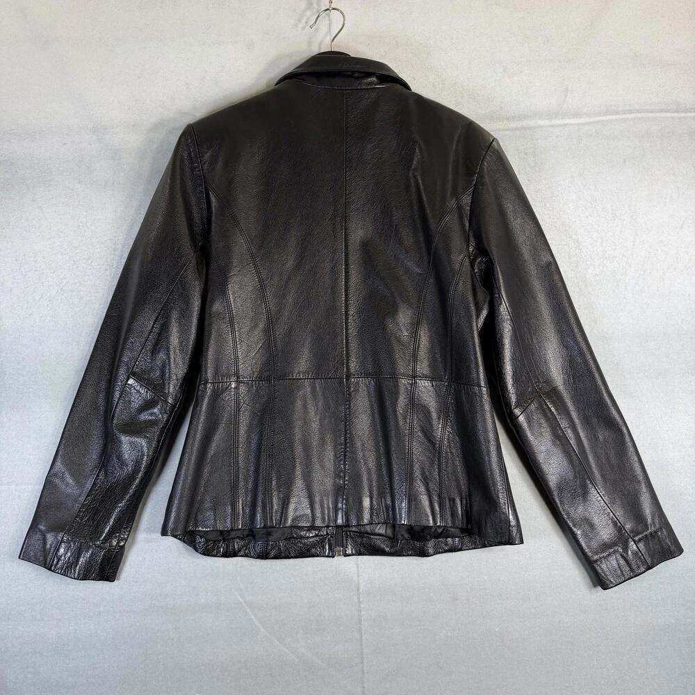 Maxima Wilson’s Leather Jacket Womens Large Black Moto Full Zip Vintage Y2K - Picture 4 of 8